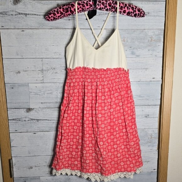 Roxy Dresses & Skirts - Roxy Cotton White Pink Racerback Mini Dress
